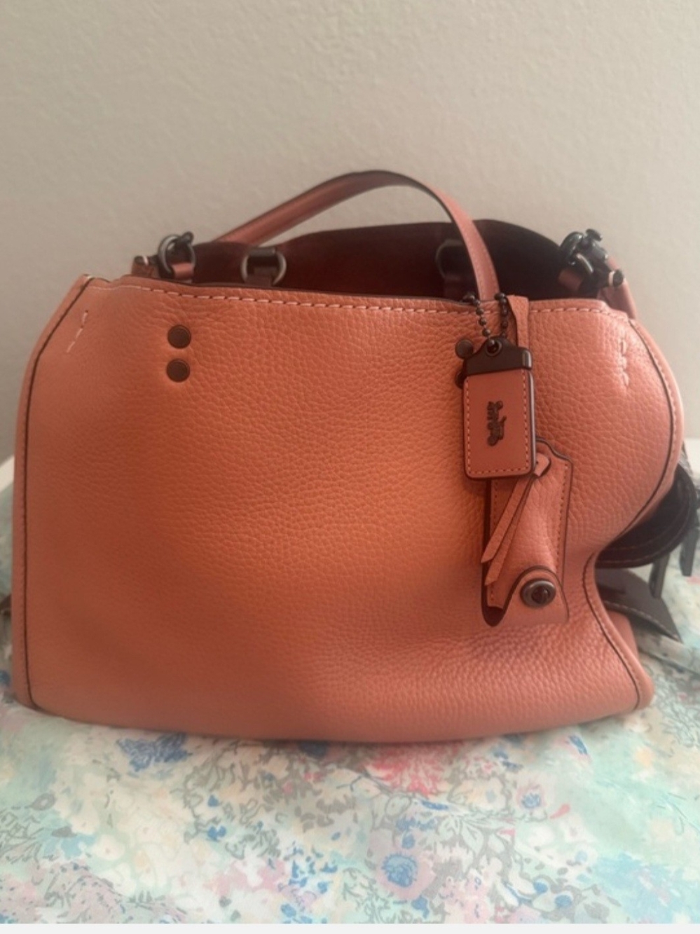 Coach 1941 Rogue 30 Pebbled Leather Satchel in Melon/oxblood